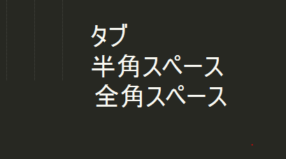 タブ・スペースが不可視